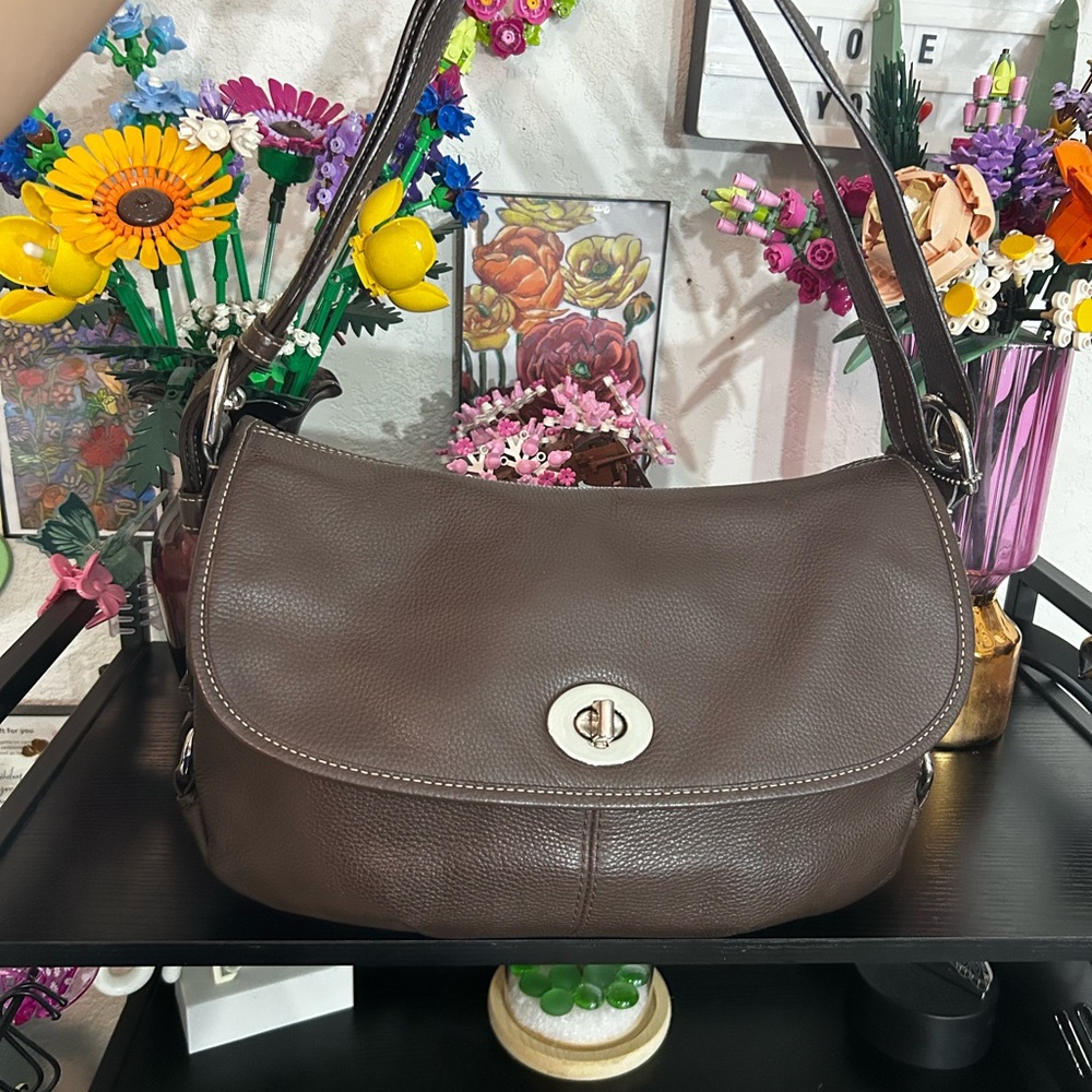 Coach Chocolate Leather Shoulder Bag